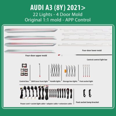DIQ AMBIENT AUDI A3 (8Y) mod. 2021> (Digital iQ Ambient Light for Audi A3 (8Y) mod. 2021>, 22 Lights)