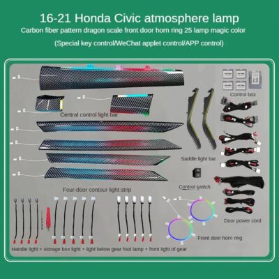 DIQ AMBIENT HONDA CIVIC mod.2016-2021 FULLKIT (Digital iQ Ambient Light Honda Civic mod. 2016-2021, 23 Lights)