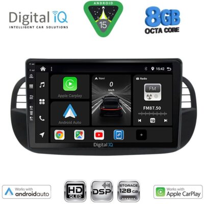 DIGITAL IQ BXF 7130BL_CPAA (9inc) MULTIMEDIA TABLET for FIAT 500 mod. 2007-2015 (BLACK)
